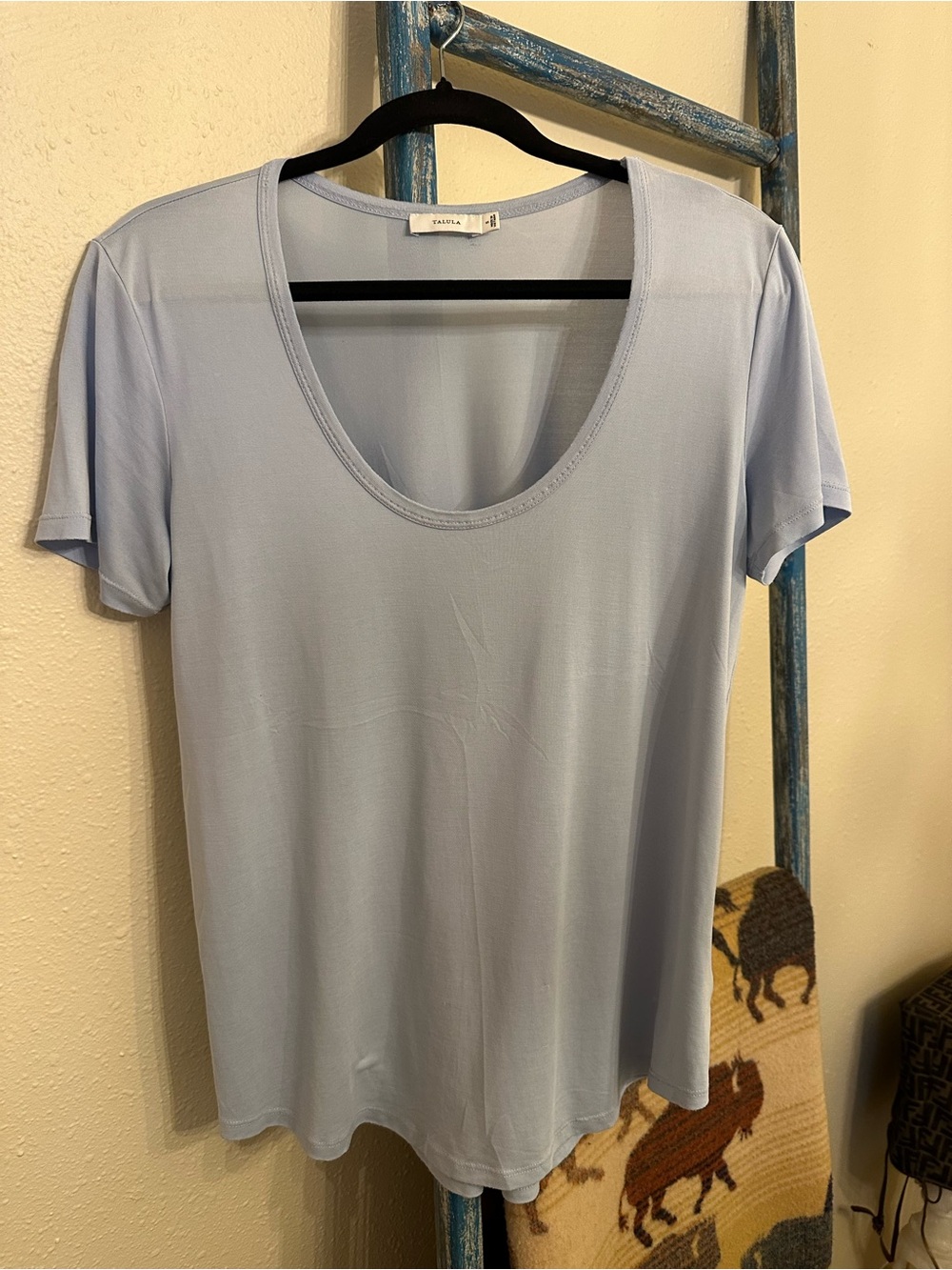 Talula Light Blue Scoop Neck Short Sleeve Tee